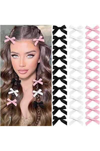 Arabest 30-Piece Mini Bowknot Ribbon Hair Clips,Cute Claw Clips for Teens,Bal...