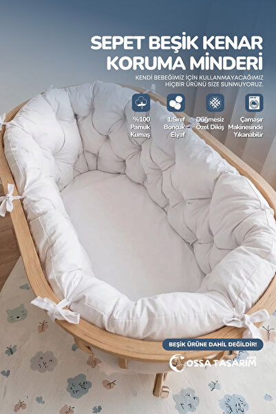 yasetex tasarım 100% Cotton Fabric Basket Edge Protection Cushion for Crib