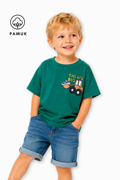 difa kids Tricou pentru băieți, cu mânecă scurtă, cu imprimeu tractor, de vară