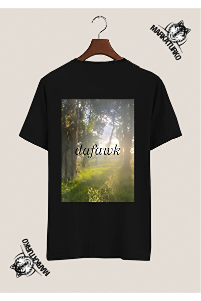 MarkaTurko Dafawk Special Design Supplement Printed Black T-Shirt