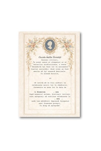 OEM Set 10 invitații de nuntă 13x18 cm cu plic, Bridgerton Model 2
