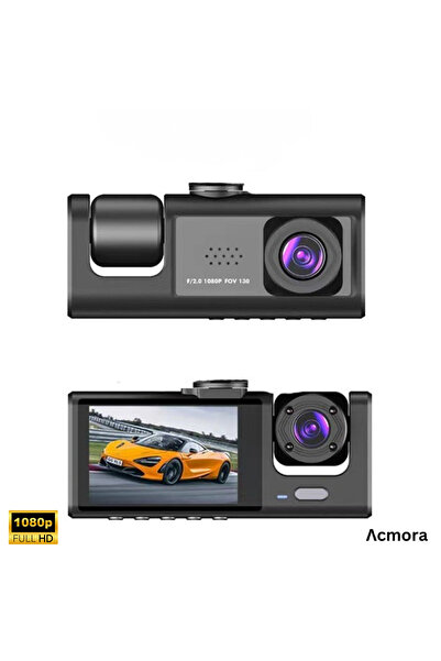 Λcmora Camera de Bord Auto High PRO Full HD 1080P, 3 Camere Fata-Interior-Spa...