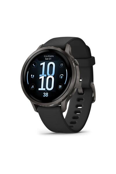 Garmin Smartwatch Venu 4 AMOLED GPS Wi-Fi, Curea din silicon negru