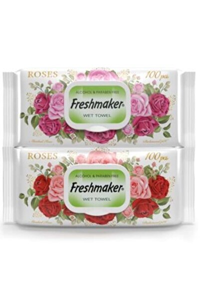 Freshmaker مناديل مبلله بالورد من فريش ميكر , 100 منديل | 1 حبة