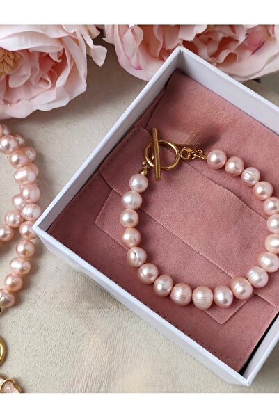 Taşmir Sertifikalı Gerçek Pembe İnci Bileklik 8-9 mm