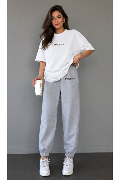 Velkoz Brooklyn T-Shirt Sweatpants Jogger - White Bottom Top Sweatpants Set C...