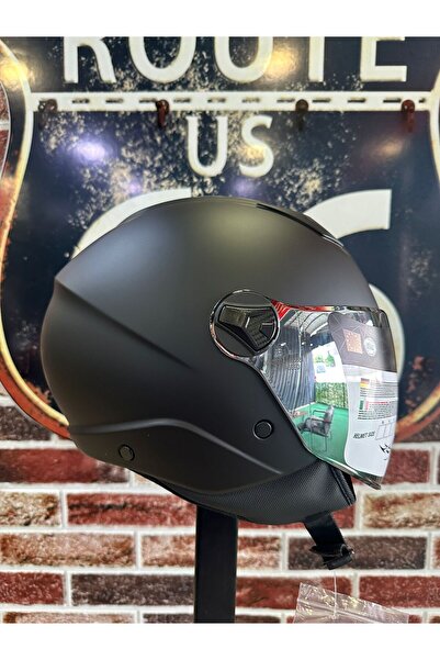 Sway SW765 Mat Siyah Açık Yazlık Kask (GÜMÜŞ VİZÖRLÜ)