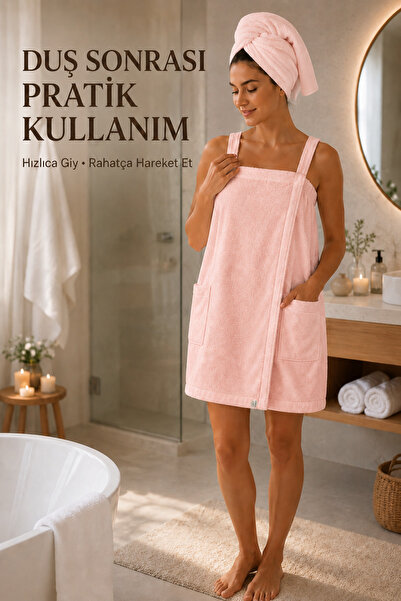 AXXO Pembe Askılı Mikrofiber Terry (Havlu Dokulu) Spa ve Banyo Havlusu 400 GS...