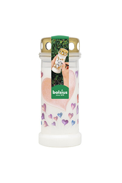 Bolsius Candela din plastic cu capac, Model Baloane, alb