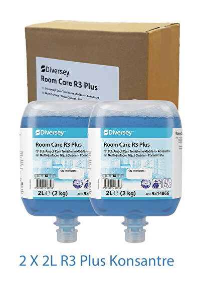 Diversey Room Care R3 Plus Konsantre Cam, Ayna ve Sert Yüzey Temizleyici 2 x ...