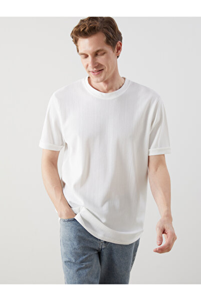 LC Waikiki Tricou texturat pentru bărbați, cu guler rotund și mânecă scurtă