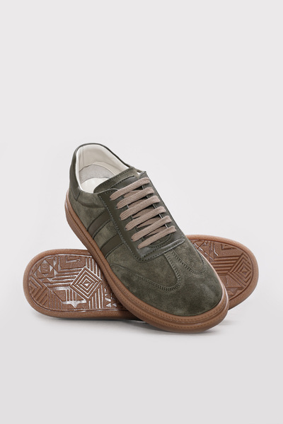Ayakkabıhane Inside and Outside Genuine Leather Khaki Women's Casual Shoes Ah...