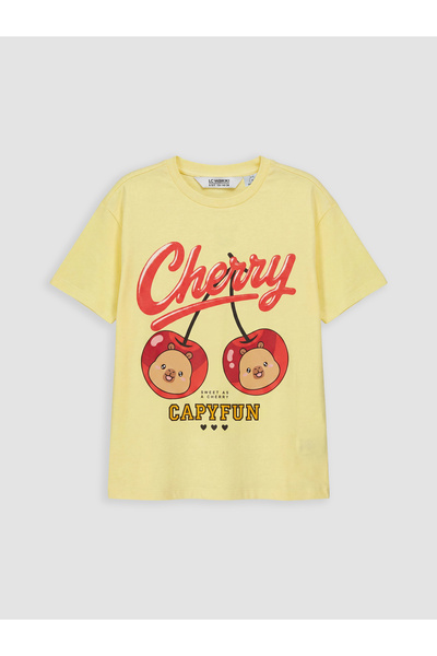 LC Waikiki Tricou de fete cu guler rotund și imprimeu Capyfun