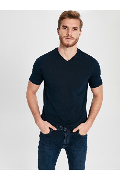 LC Waikiki Tricou bărbătesc din bumbac, de bază, cu decolteu în V și mânecă s...