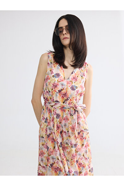 LC Waikiki Rochie în formă de A din poplin floral cu decolteu în V