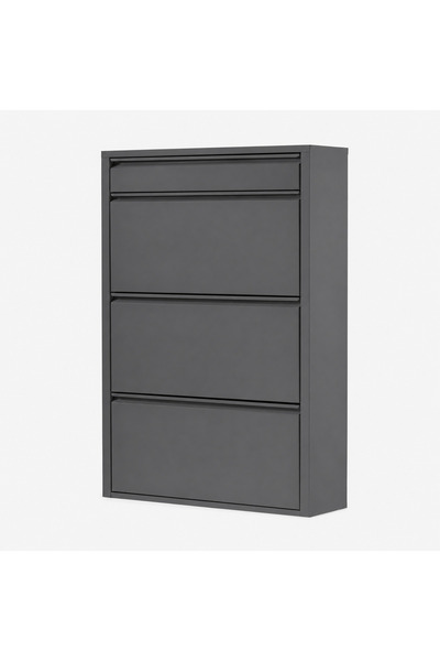 Alveon Metall-Schuhschrank 3+1 schmal 51 x 15 x 117 cm Anthrazit