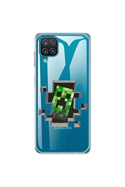 OEM Калъф за Samsung Galaxy A12, прозрачен силиконов, с мотив Minecraft Creeper