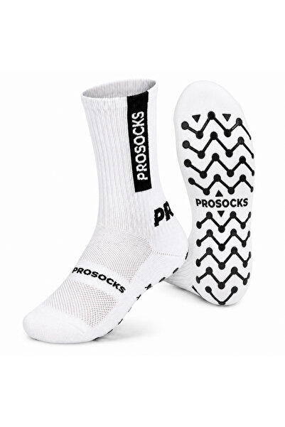 Barinoska Futbo White Sports Socks with Anti-Slip Soles, Basketball Fitness R...