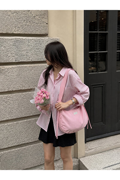 RONASBAG Bow Bag Pink Women's Lined Baguette Handbag with Bow Detail and Zipper