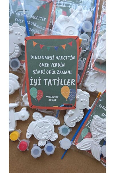 kokuvedoku Karne Hediyesi Boyama Seti - 1 Adet Taş Figür+Fırça ve Boya Seti O...
