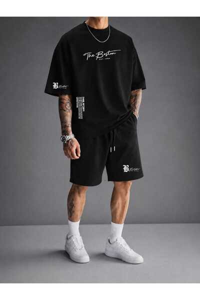 LOTS MODA Boston Signature T-Shirt and Shorts Set