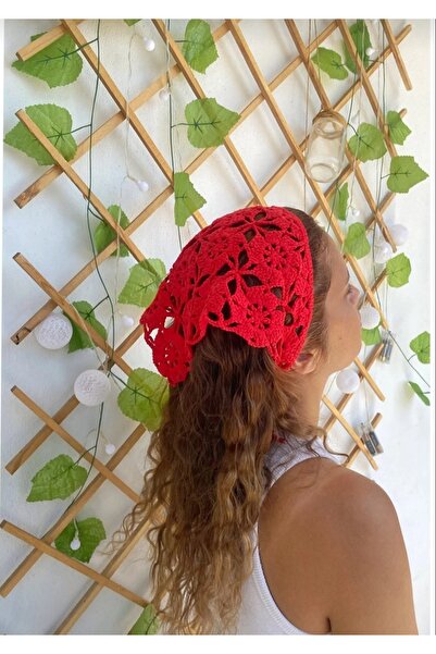 GNY TASARIM Nil Accessories Red Flower Pattern Bandana