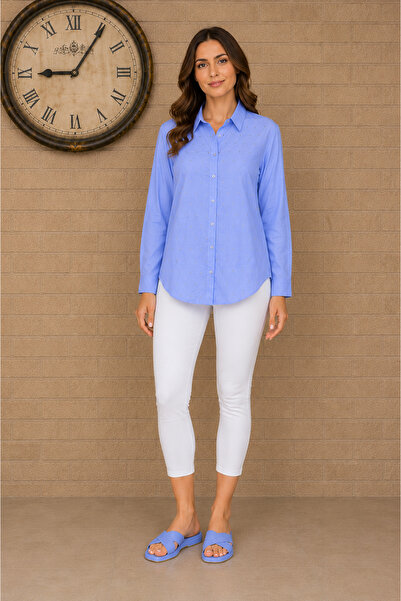 UTDU Oversize Cotton Tunic Shirt with Stone Accents on the Front