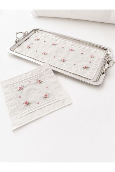 zeynmar Rokoko Hand Embroidered Promise & Engagement Ring Tray Cover Groom Co...