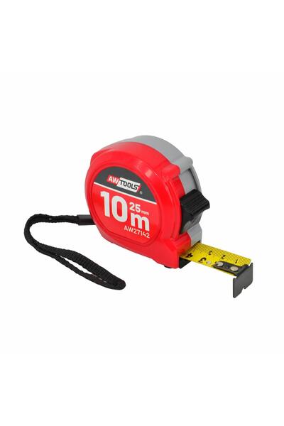 AwTools Ruletă retractabilă compactă 10m x 25mm ABS cu 2 opriri
