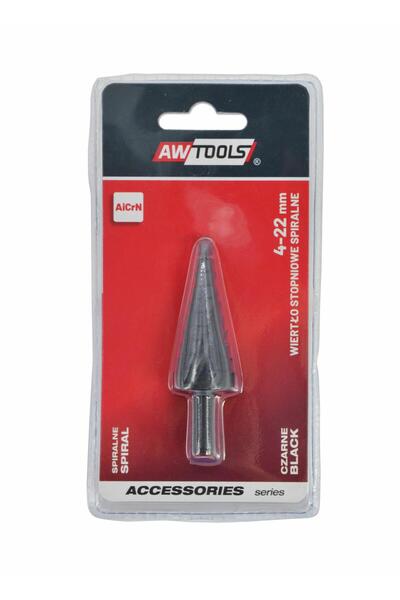 AwTools Burghiu spiralat cu trepte AW/4-22mm/AICRN/NEGRU