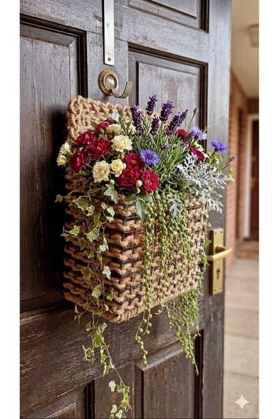 Egindra Wicker Natural Jute Woven Door Ornament Handmade Decorative Door Orna...