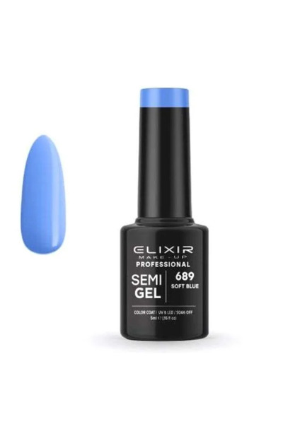 Elixir Επαγγελματικό Ημι-τζελ Ημι-μόνιμο Βερνίκι Νυχιών 689 Απαλό Μπλε Γαλάζι...
