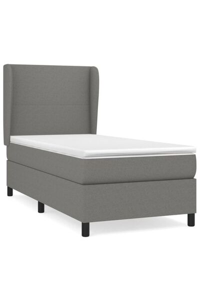 vidaxl Pat boxspring cu saltea, gri închis, 80 x 200 cm, textil