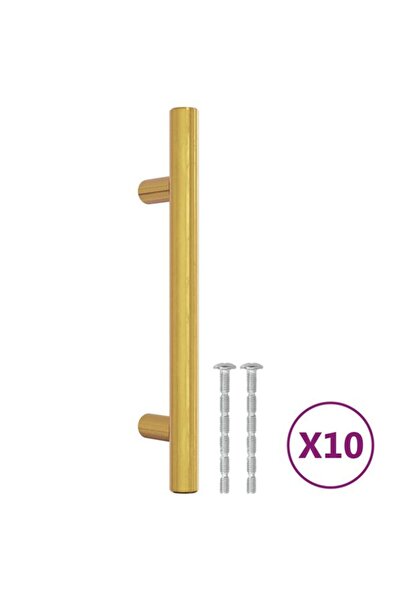 vidaxl Mânere de dulap, 10 bucăți, Aurii, 96 mm, Oțel inoxidabil
