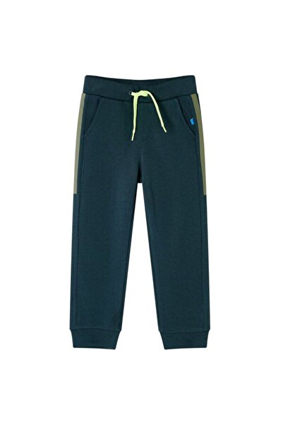 vidaxl Pantaloni de trening pentru copii cu șnur, verde mușchi 140