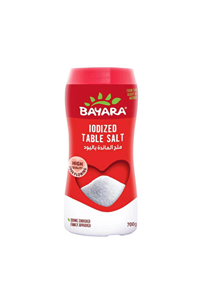 Bayara ملح طعام معالج باليود في زجاجة حمراء - 700 جرام