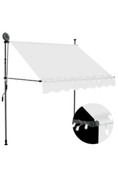 vidaxl Copertină retractabilă manuală cu LED, crem, 200 cm