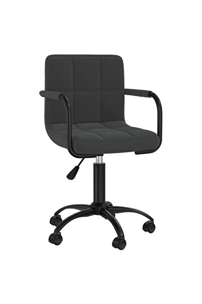 vidaxl Scaun de birou pivotant, negru, catifea