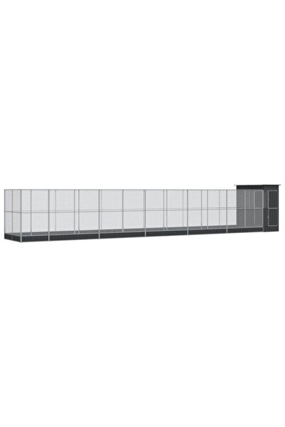 vidaxl Volieră pentru păsări cu extensie, Argintiu, 1244 x 203 x 216 cm, Oțel