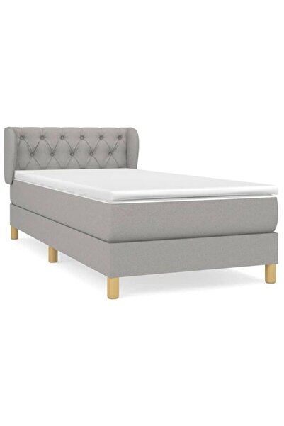 vidaxl Pat continental cu saltea, gri deschis, 80 x 200 cm, textil