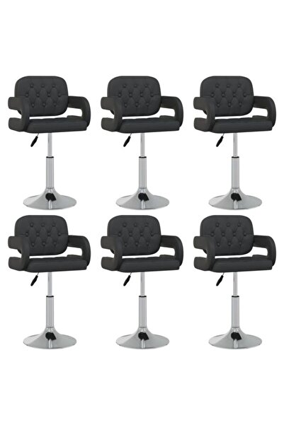 vidaxl Scaune de bucătărie pivotante, 6 bucăți, negre, din piele