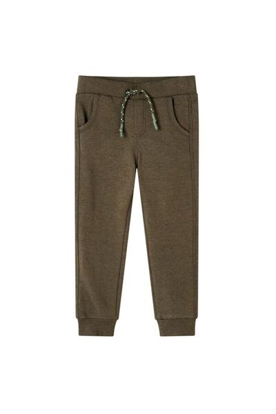 vidaxl Pantaloni de trening pentru copii, Kaki Melanj, 92