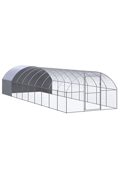 vidaxl Coteț de găini de exterior, 3 x 10 x 2 m, oțel galvanizat