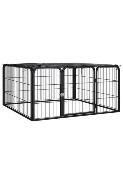 vidaxl Țarc pentru câini cu 4 panouri, negru, 100 x 50 cm, oțel