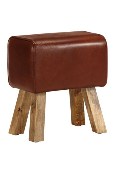 vidaxl Bancă de gimnastică Bok, maro, 38 cm, piele naturală/lemn masiv de mango