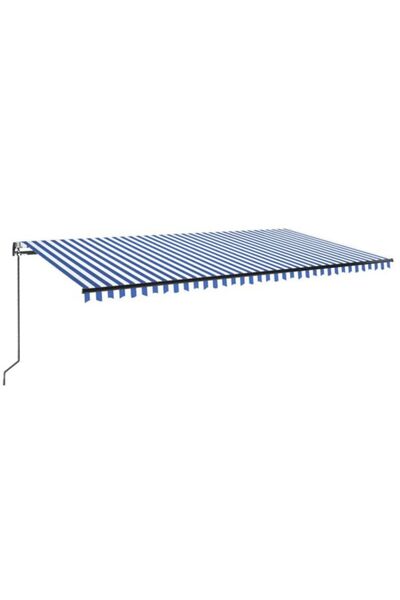 vidaxl Copertină retractabilă automată, Albastru și Alb, 600 x 350