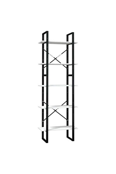 vidaxl Bibliotecă cu 5 rafturi, albă, 60 x 30 x 175 cm, din lemn masiv de pin