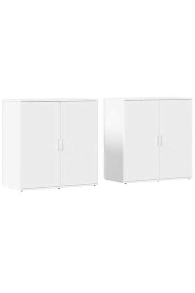 vidaxl Comode, albe, 2 bucăți, 79 x 38 x 80 cm, lemn prelucrat