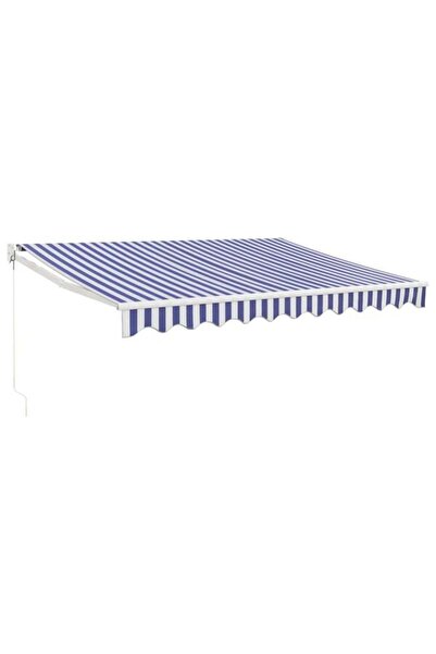 vidaxl Copertină retractabilă albastru/alb, 3 x 2,5 m, textil/aluminiu