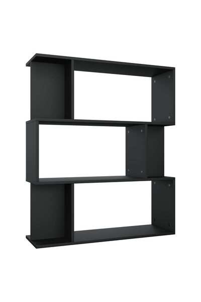 vidaxl Bibliotecă/Separator cameră, negru, 80x24x96 cm, lemn prelucrat